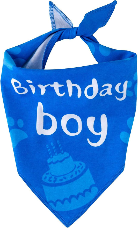 Dog Birthday Bandana Boy, Dog Birthday Party Supplies for Small, Medium, Large Dogs Puppy Birthday (Blue-Bandana)