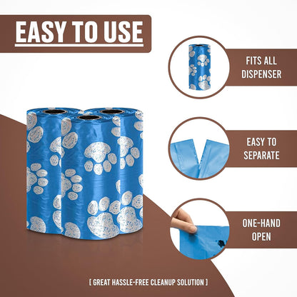 Ecofriendly Dog Poop Bags Rolls - 160 Count Unscented Poop Bags for Dogs - Leakproof, Extra Thick, 8 Dog Waste Bags Refill Rolls - Blue Doggie Poop Bags - Fits All Dispenser