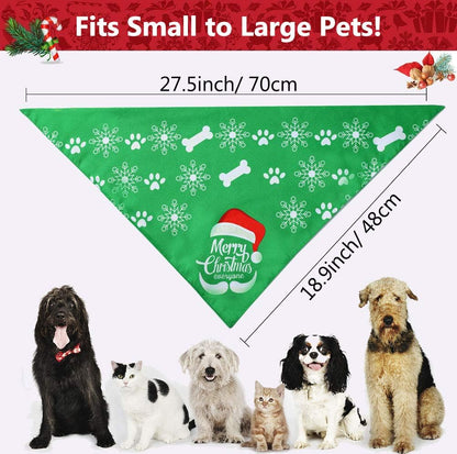 Christmas Dog Bandana, Pet Dog Puppy Holiday Scarf Triangle with Merry Christmas Snowman Print Accessories Bibs Kerchief Adjustable for Small Medium Large Dog 1 Pack