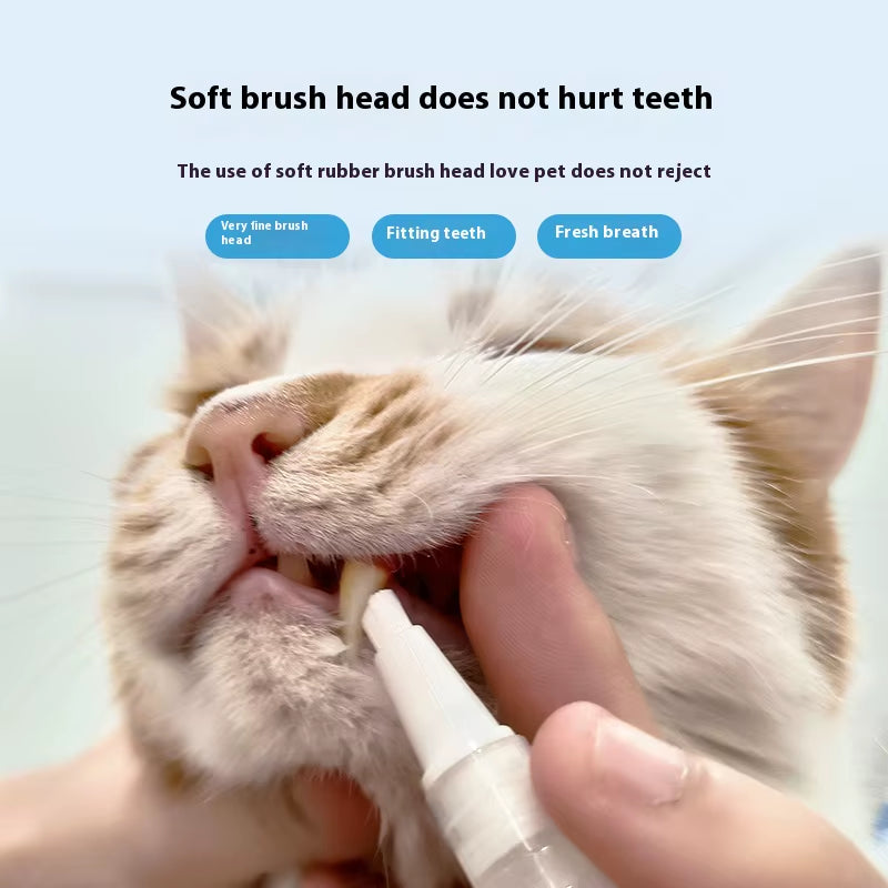 Pet Toothbrush Pen Teeth Clean Fresh Breath Pet Toothbrush Paste Brush One Easy to Use Cat Tooth Brush Toothbrushset Accessories