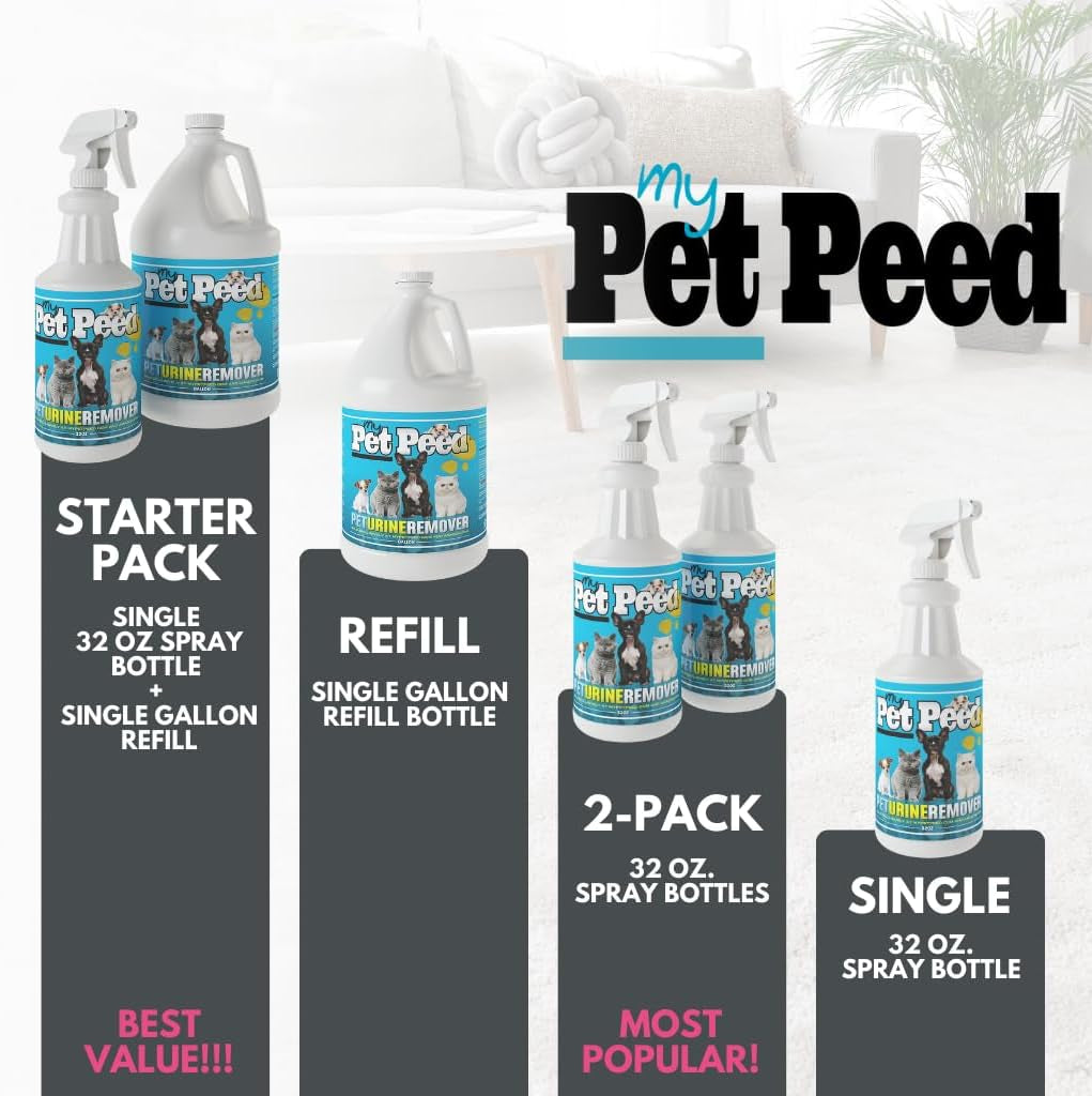 - Pet Stain & Odor Remover (Starter Pack: 32Oz Quart & One Gallon)