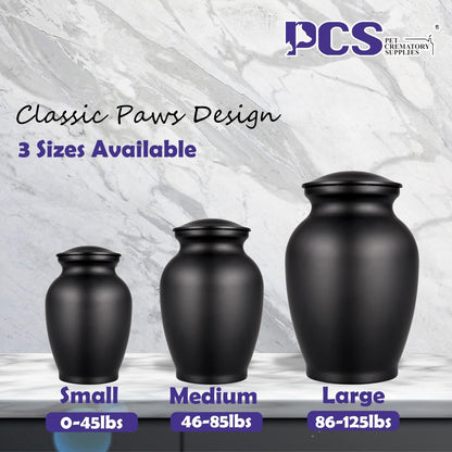 PCS Memorial Pet Cremation Urns for Dogs Ashes, Dog Keepsake Urns for Ashes, Black Pet Urn-Large