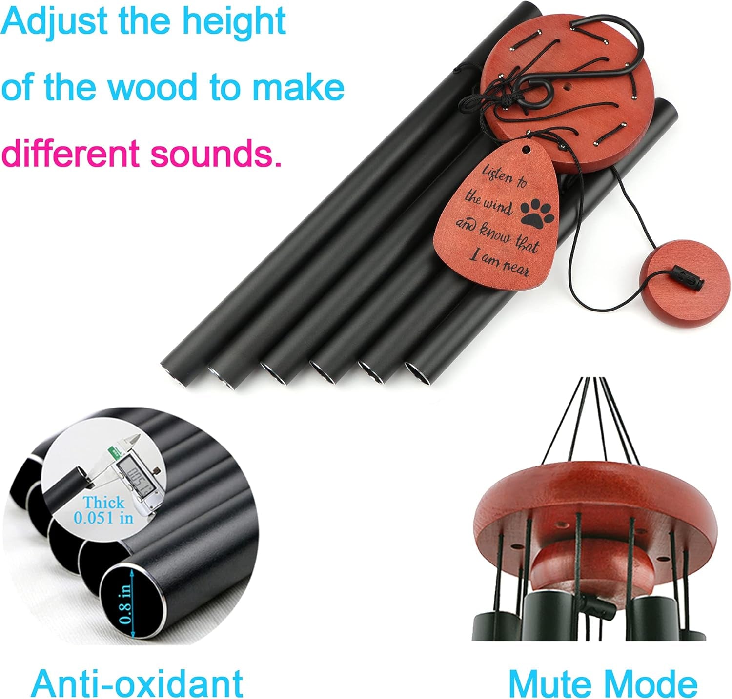 Dog Memorial Wind Chimes for Loss of Pet Cat Sympathy Gift for Pet Owner Remembrance Handmade Beech Wooden Windchimes for outside Outdoor Indoor Garden Yard Porch Patio Home Déco