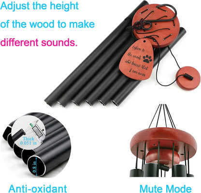 Dog Memorial Wind Chimes for Loss of Pet Cat Sympathy Gift for Pet Owner Remembrance Handmade Beech Wooden Windchimes for outside Outdoor Indoor Garden Yard Porch Patio Home Déco