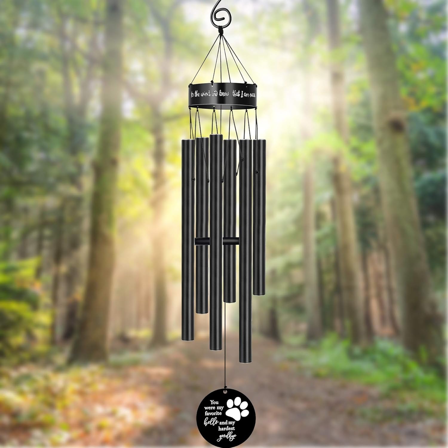 Pet Memorial Wind Chimes for Loss of Dog Paw Print Sympathy for Wife Girlfriend Large Metal Deep Tone Windchimes Rememberance Déco outside Garden You Were My Favorite Hello and Hardest Goodbye