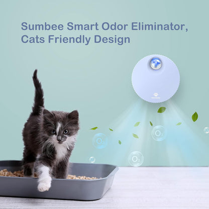 Cat Litter Deodorizer, Smart Odor Eliminator for Small Pets, Unscented and Dust-Free Deodorizer for Small Animals’ Toilet or Home, Rechargeable Smell Eliminator, Blue