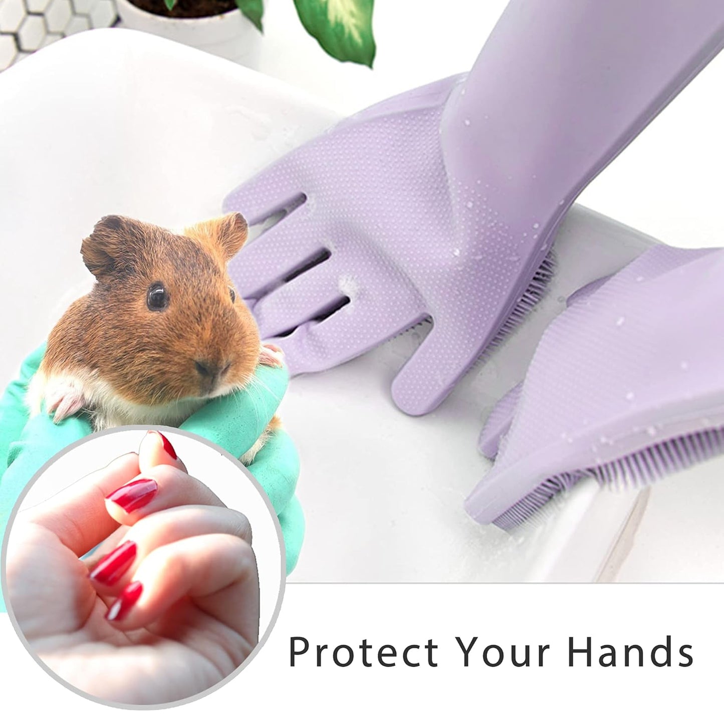 Guinea Pig Washing Gloves Bathing Grooming Shampoo Brush Silicone Rabbit Hair Removal High Density Teeth Dog Cat Small Pet Massaging Glove