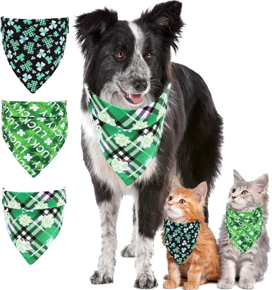 Hamrank 3 Packs Irish Festival Triangle Dog Scarf, St. Patrick’S Day Reversible Cat and Dog Bandana, Suitable for Large, Medium and Small Dogs, Color4