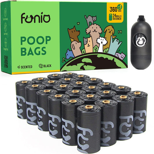 Scented Dog Poop Bag, Eco Friendly Poop Bags,360 Counts Dog Poop Bags with Dispenser,Black Dog Bags for Poop