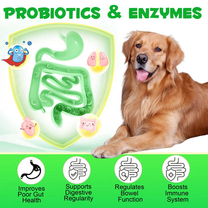 Probiotics with Enzymes Chewable Tablets for Dogs, 180P*2 Peking Duck Flavor - Supports Flora & Digestive Health | Relief from Constipation, Allergies - Digestive and Immune Support