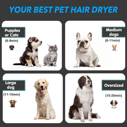 Dog-Hair-Dryer, 5.2HP/ 3800W High Velocity Pet Blow Dryer with Heater for Grooming, Speed Temperature Adjustable Dog Blower Grooming Dryer with 4 Nozzles