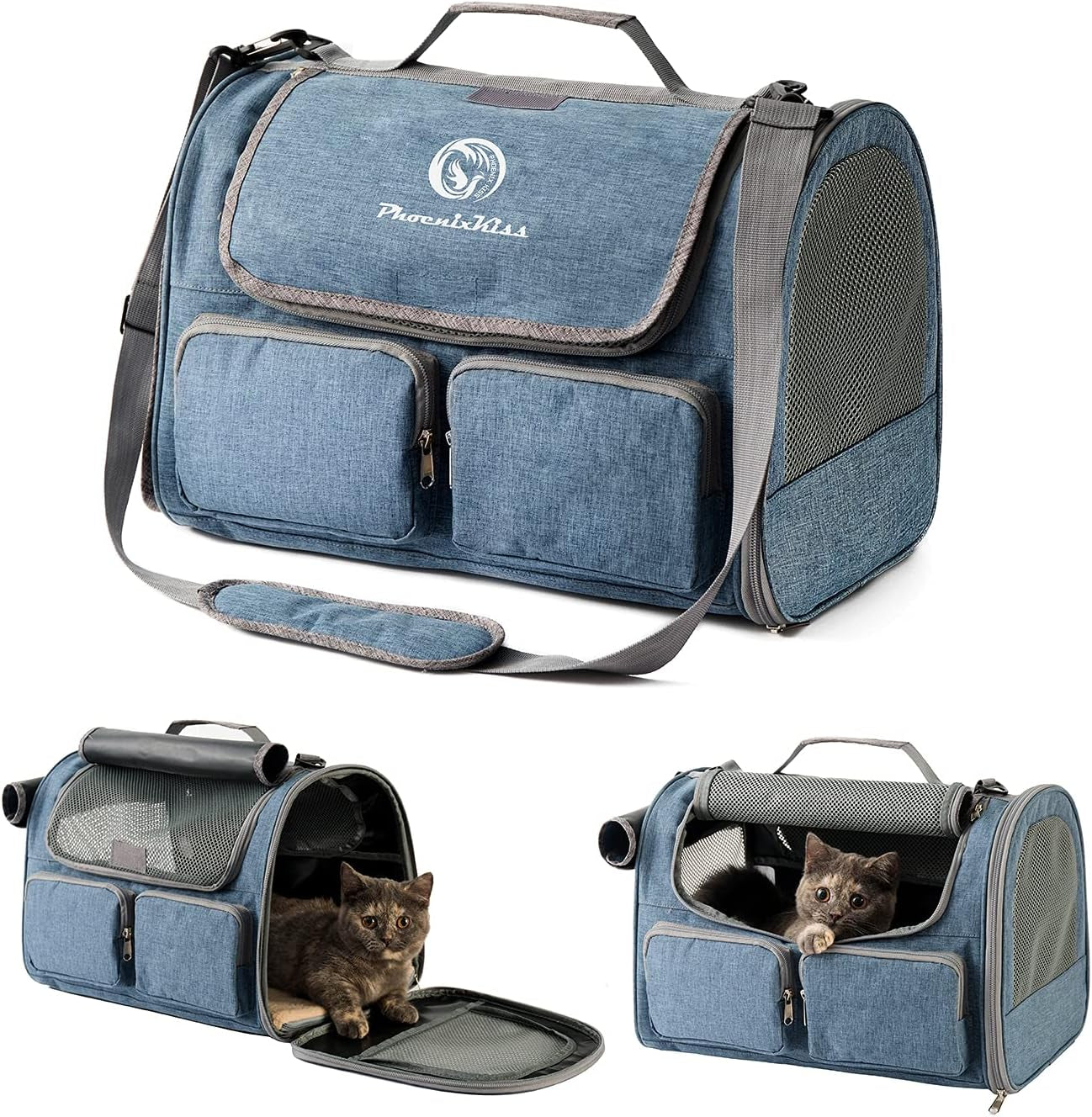 Small Pet Carrier for Cat - Cat Carrier Airline Approved under Seat - TSA Approved Pet Carrier Mesh Window,Dog Airplane Carrier,Portable Soft Cat Transport Carrier,Black