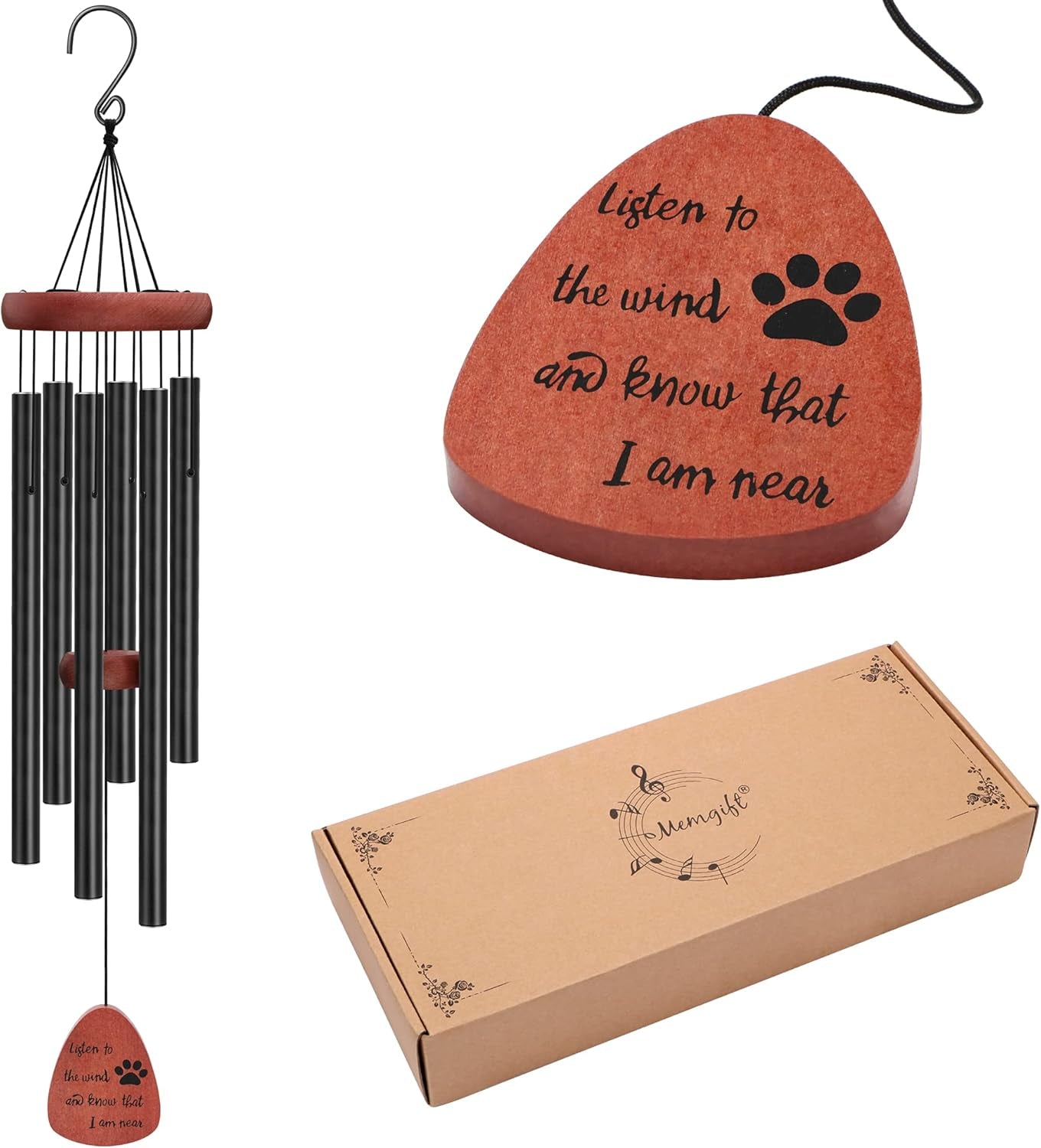 Dog Memorial Wind Chimes for Loss of Pet Cat Sympathy Gift for Pet Owner Remembrance Handmade Beech Wooden Windchimes for outside Outdoor Indoor Garden Yard Porch Patio Home Déco