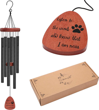 Dog Memorial Wind Chimes for Loss of Pet Cat Sympathy Gift for Pet Owner Remembrance Handmade Beech Wooden Windchimes for outside Outdoor Indoor Garden Yard Porch Patio Home Déco
