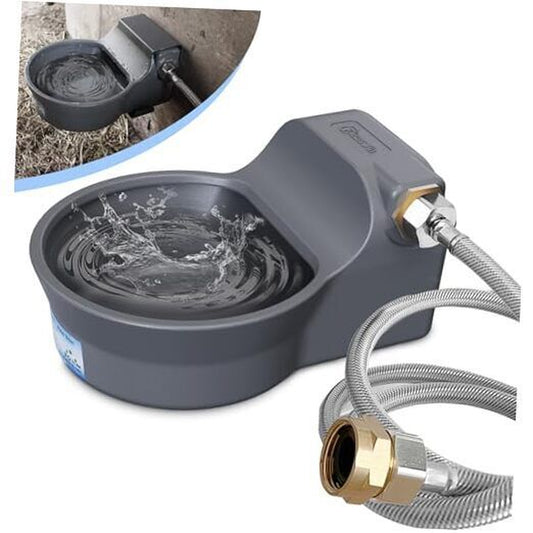 Automatic Dog Water Dispenser with Anti-Tip Bracket Outdoor Dog 68 Oz Gray