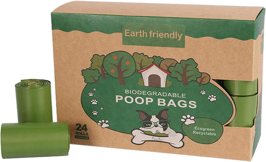 Dog Poop Bags, Extra Thick and Strong Poop Bags for Dogs, Leak Proof Dog Bags, Each Doggie Poop Bags Measures 9 X 13 Inches, 15 Dog Waste Bags per Roll (24 Rolls/360 Bags) Navy Green