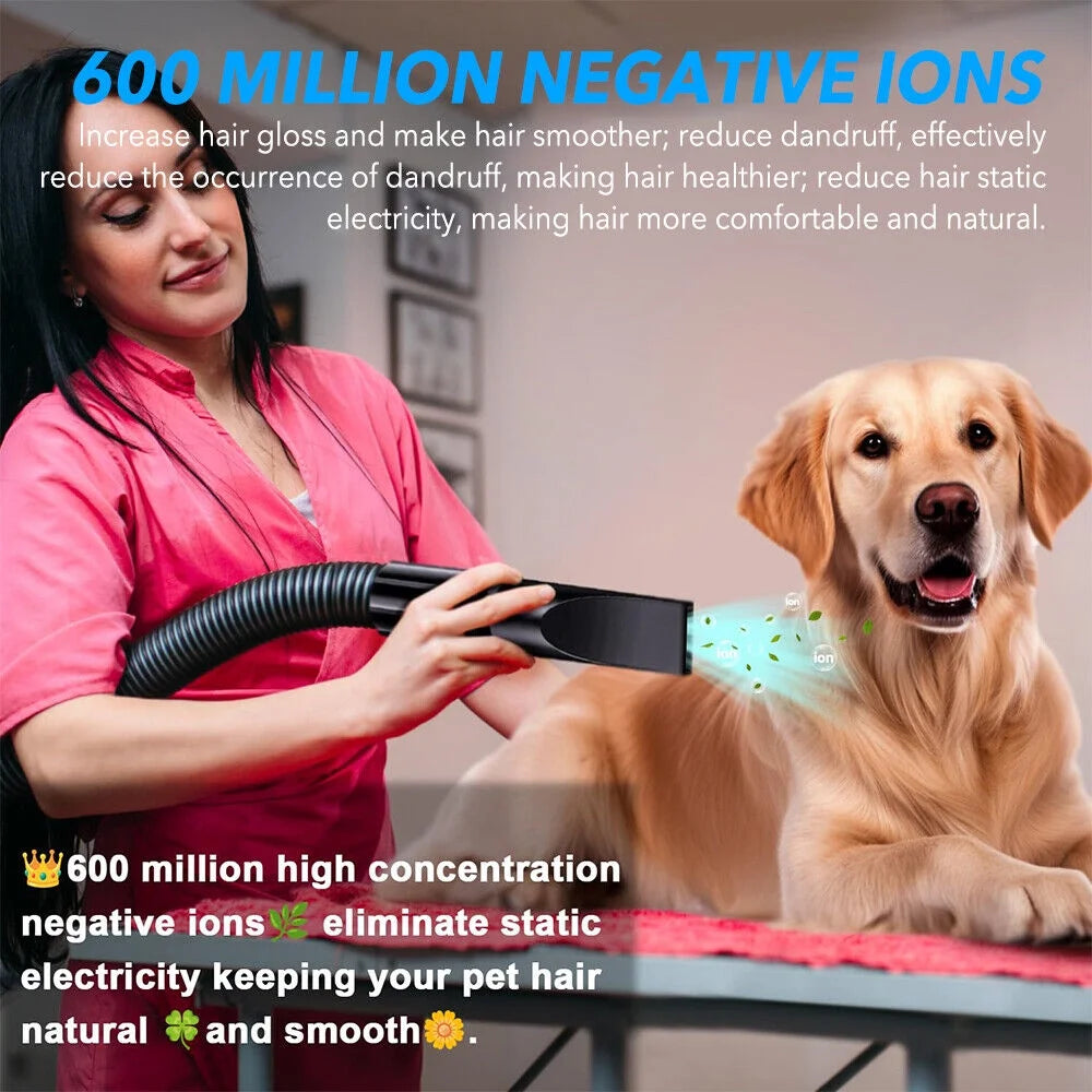 Dog-Hair-Dryer, 5.2HP/ 3800W High Velocity Pet Blow Dryer with Heater for Grooming, Speed Temperature Adjustable Dog Blower Grooming Dryer with 4 Nozzles