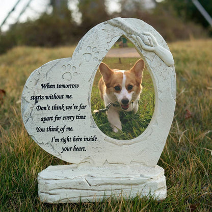 Heart Shaped Pet Dog Memorial Stones with Photo Frame, Pet Dog Garden Stones Grave Markers Headstones Sympaty Memorial Gifts Loss Gifts Outdoor or Indoor