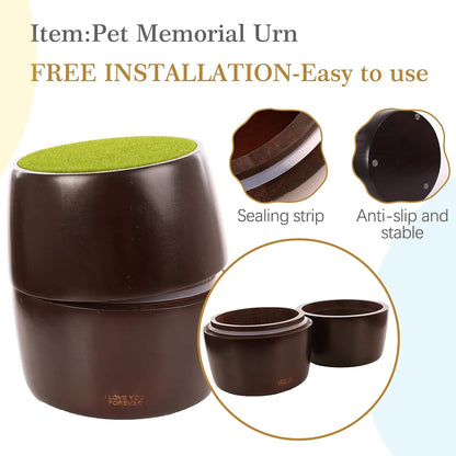 Round Natural Wood Pet Memorial Urn for Ashes,Dog Memorial Keepsake Box for Pet Lovers,Wooden Burial Urns Box for Small Medium Cats Dogs,Small Animal Funeral Cremation Urns,Funerary Caskets Supplies