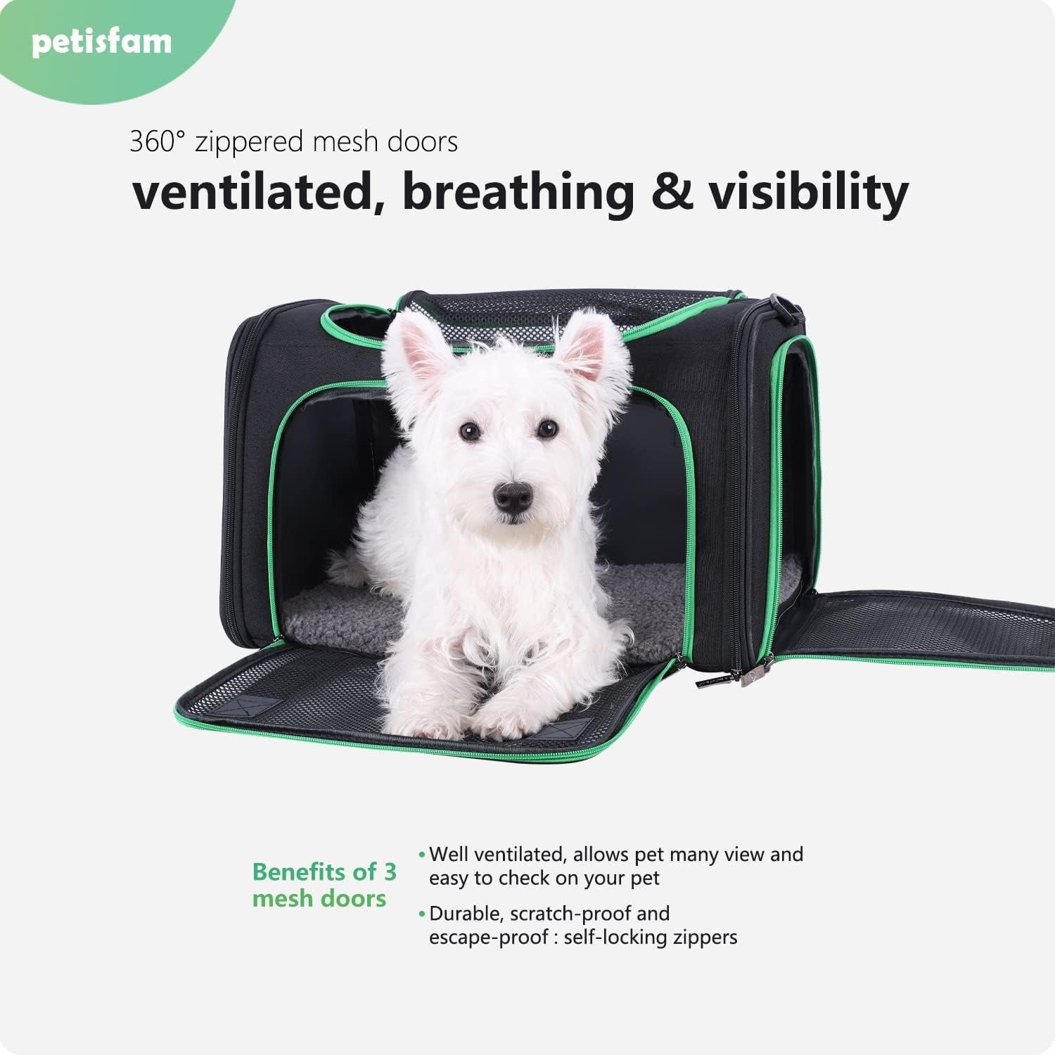 Easy Vet Visit Pet Carrier for Medium Cats and Small Dogs. Safe, Comfortable and Convenient. Airline Approved, Top Loading and Collapsible (Black)
