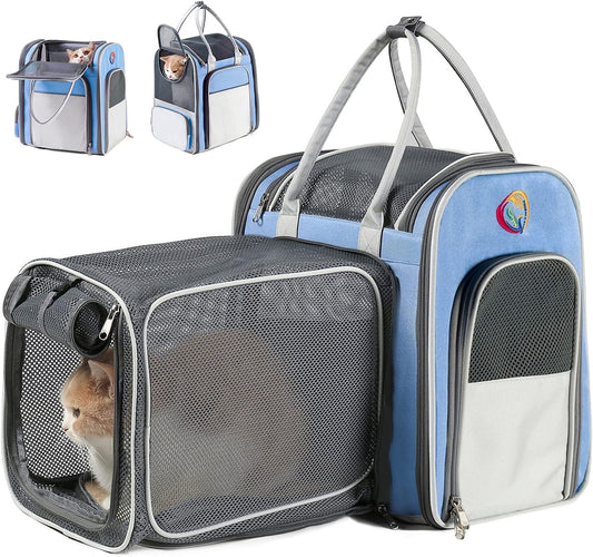 Cat Backpack Expandable - Pet Carrier Backpack - Cat Carrier Backpacks for Large Cats 20Lbs, Puppy Pet Backpack Carrier for Small Dogs, Airline Cat Travel Backpack Hiking Breathable Mesh
