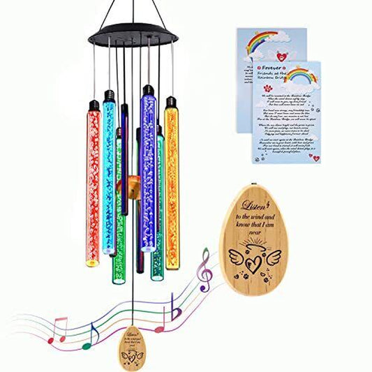 Solar Pet Memorial Wind Chime, Dog Memorial Gifts for Loss of Dog, Rainbow