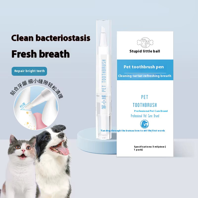 Pet Toothbrush Pen Teeth Clean Fresh Breath Pet Toothbrush Paste Brush One Easy to Use Cat Tooth Brush Toothbrushset Accessories