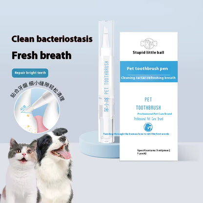 Pet Toothbrush Pen Teeth Clean Fresh Breath Pet Toothbrush Paste Brush One Easy to Use Cat Tooth Brush Toothbrushset Accessories