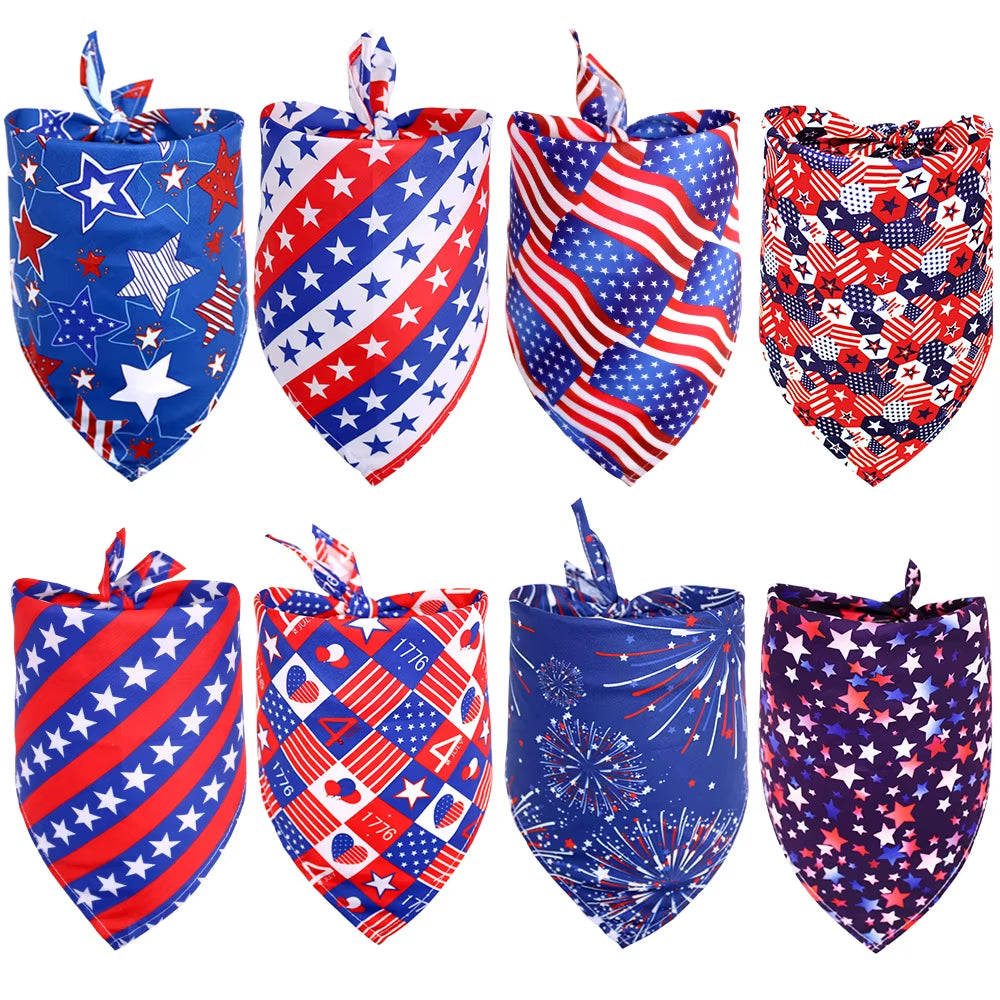 New 40Px Dog Bandana 4Th July Pet Products Small-Middle Bandanas Scarf Small Dogs Cats Puppy Bibs for American Independence Day