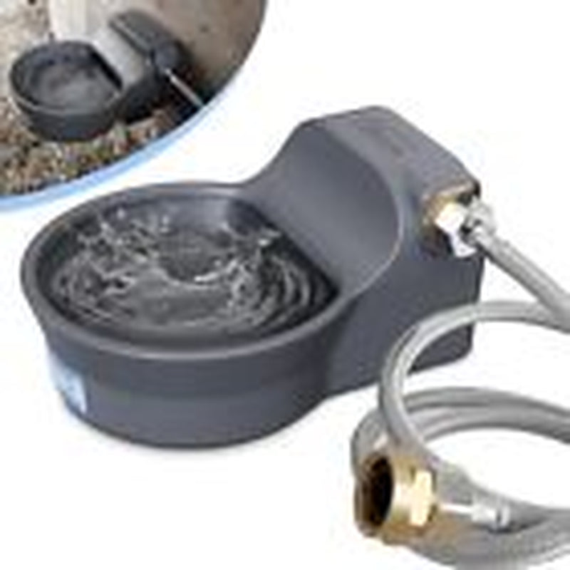 Automatic Dog Water Dispenser with Anti-Tip Bracket Outdoor Dog 68 Oz Gray