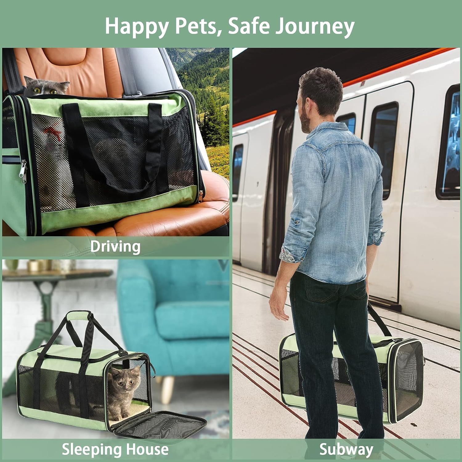 Large Cat Carrier for 2 Cats - Soft Portable Pet Carrier Bag - Large Dog Carrier Collapsible, Top Loading Cat Transport Carrier, Dog Flight Carrier Airline Approved