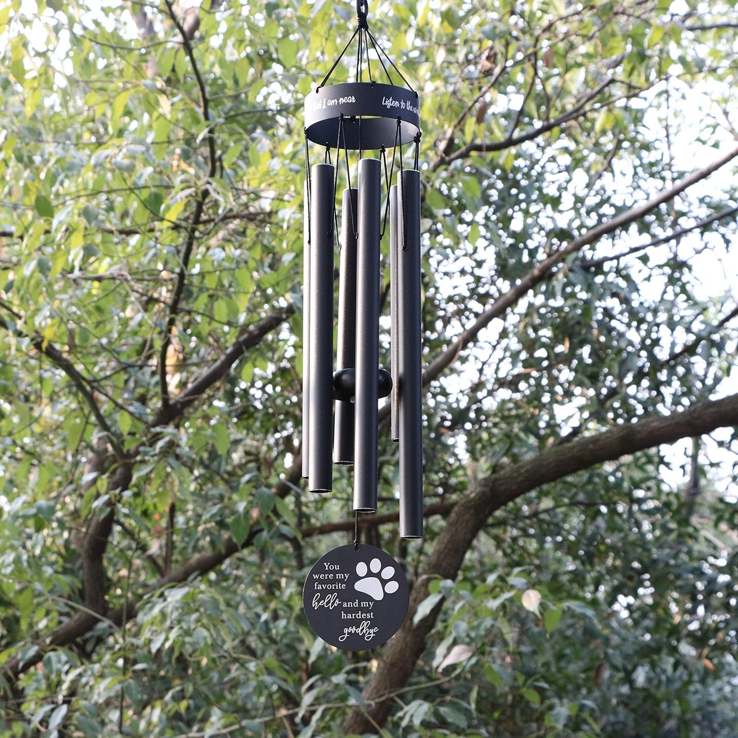 Pet Memorial Wind Chimes for Loss of Dog Paw Print Sympathy for Wife Girlfriend Large Metal Deep Tone Windchimes Rememberance Déco outside Garden You Were My Favorite Hello and Hardest Goodbye