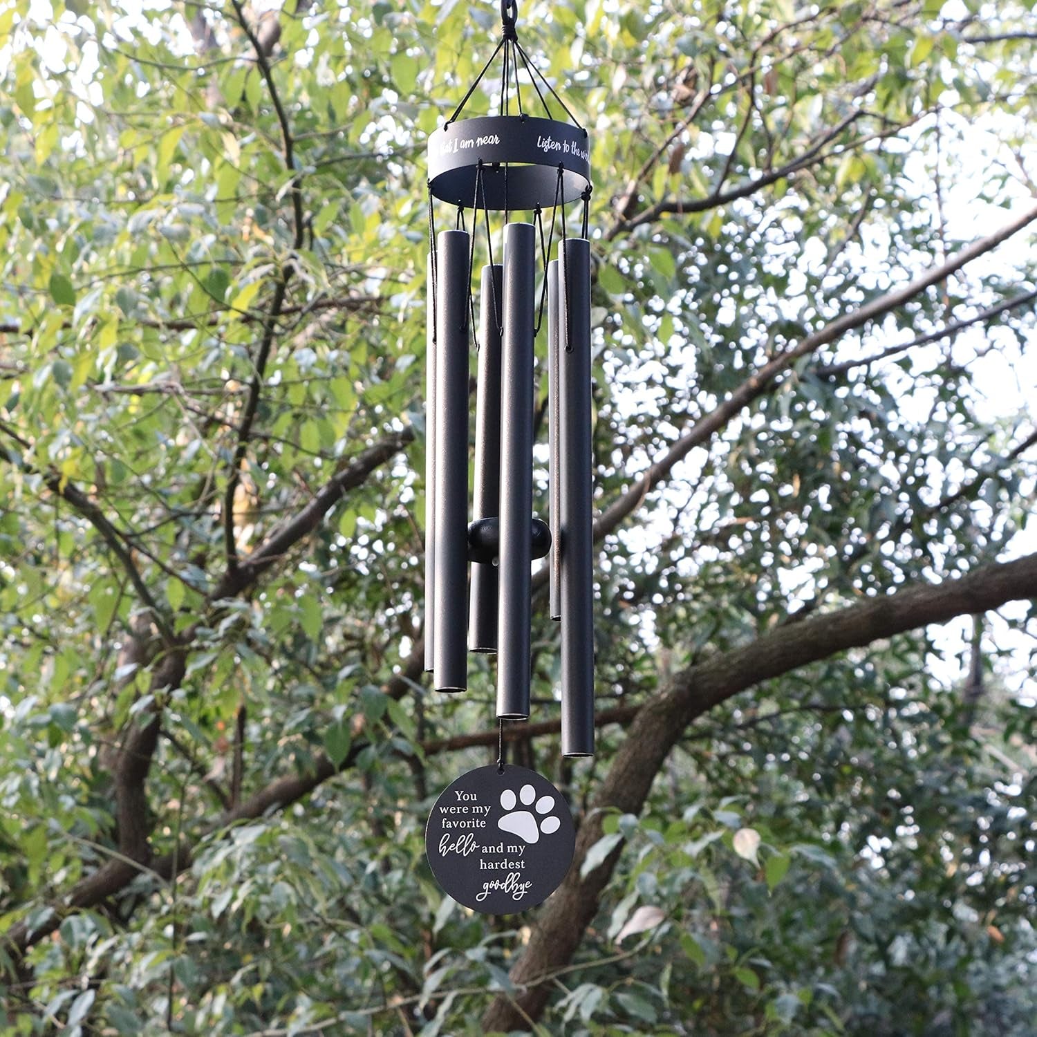 Pet Memorial Wind Chimes for Loss of Dog Paw Print Sympathy for Wife Girlfriend Large Metal Deep Tone Windchimes Rememberance Déco outside Garden You Were My Favorite Hello and Hardest Goodbye