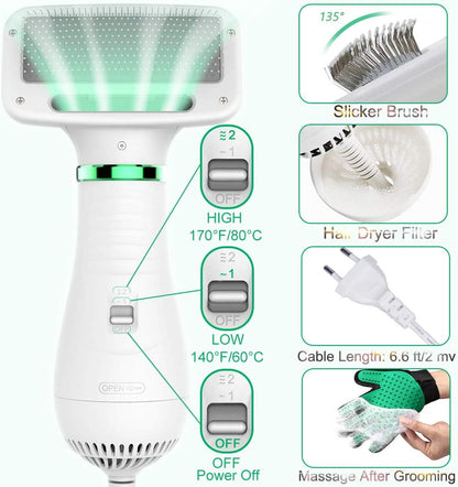 Pet Hair Dryer, Dog Hair Dryer Portable Dog Dryer Grooming Hair Dryer for Small Medium Dogs Cats