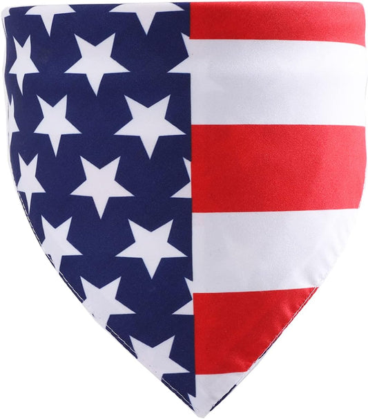 4Th of July Dog Bandana Independence Day Festival Patriotic Dog Bandana Adjustable Soft Pet Triangle Scarf with Painting US Flag Elements Patterns for Small Medium-Large Dogs Cats