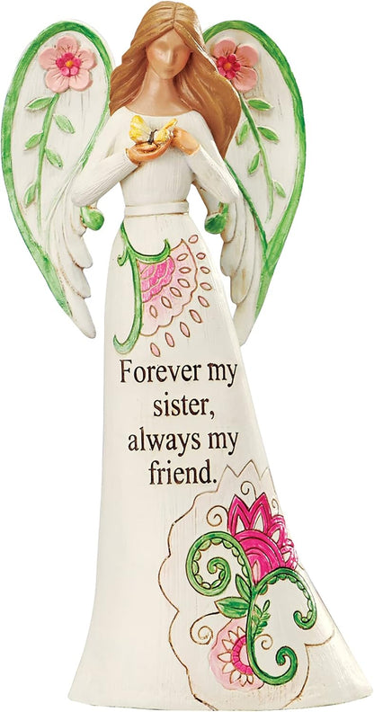 Floral Tabletop Angel Figurine with Sentiment Saying