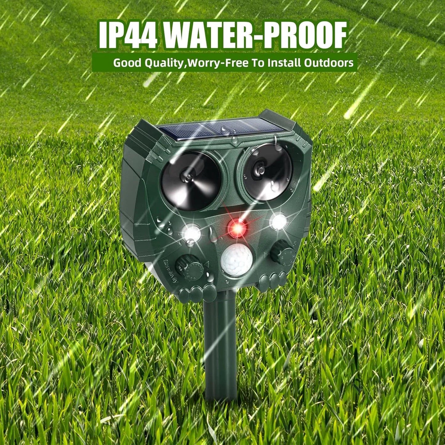 Solar Powered Ultrasonic Pet Repellent with 1 X Solar Animal Repeller